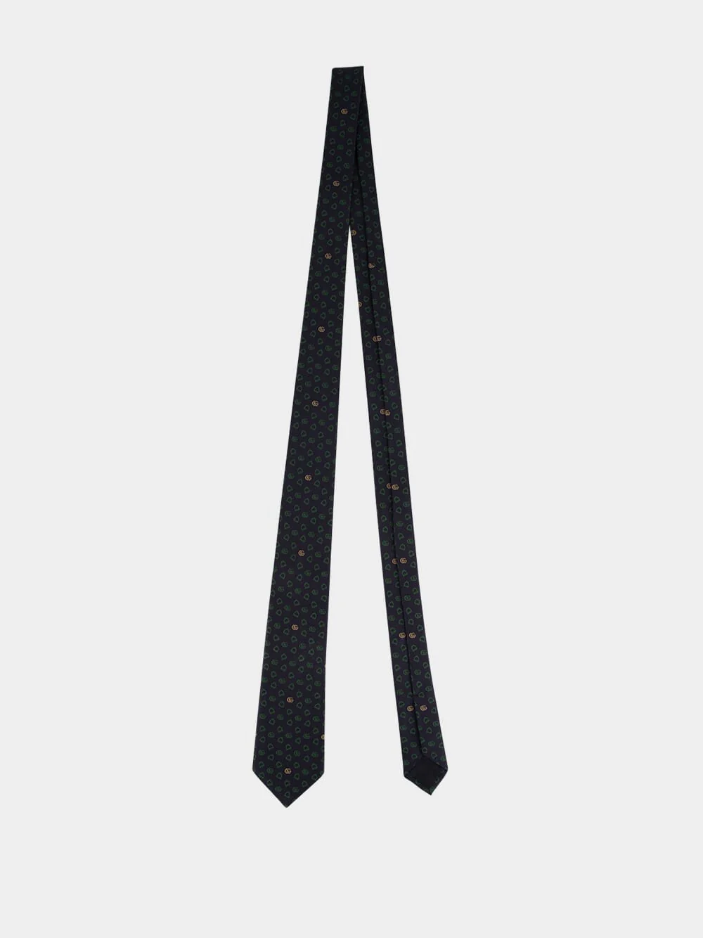 Dark Blue and Green GG Silk Jacquard Tie - Image 3