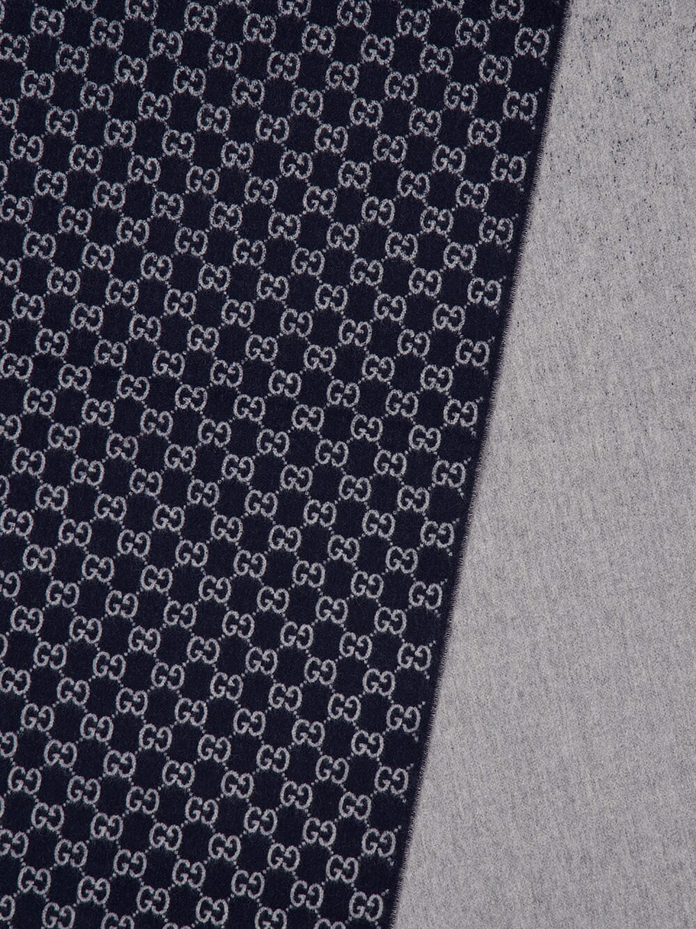 Dark Blue and Light Grey GG Wool Cashmere Scarf - Image 2