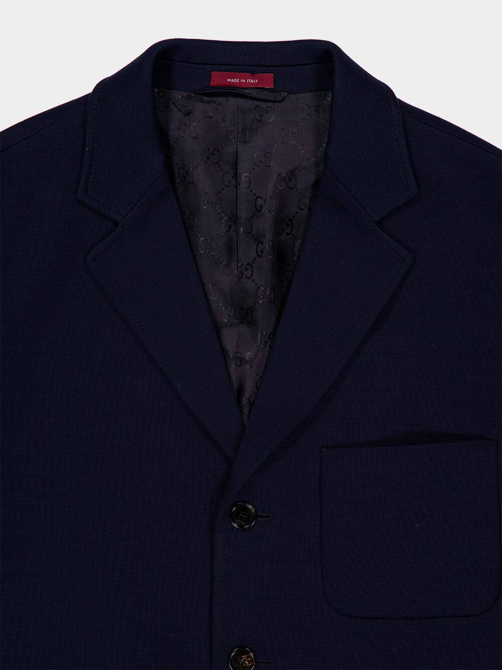 Dark Blue Cotton Jersey Blazer - Image 3