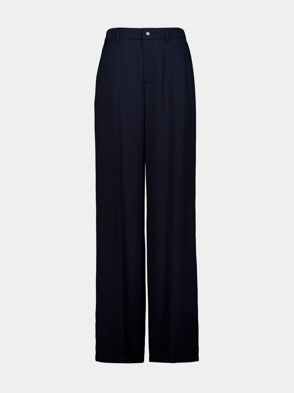 Dark Blue Diamond Silk Jacquard Trousers