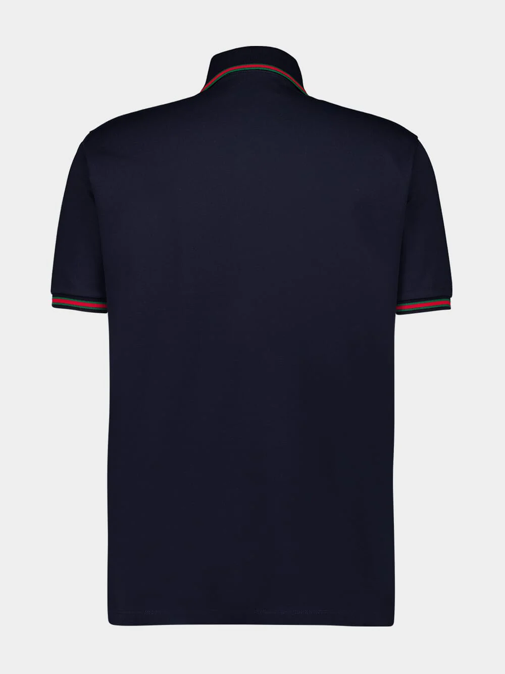 Dark Blue Embroidered Stretch Cotton Polo Shirt - Image 2