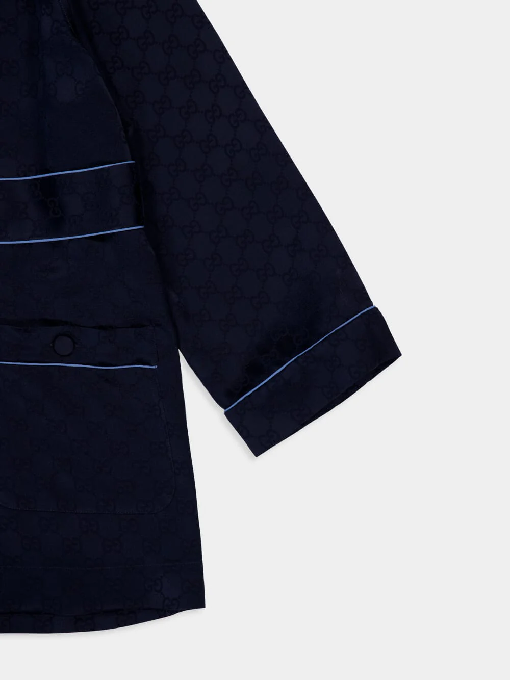 Dark Blue GG Satin Shirt with Belt - Image 4