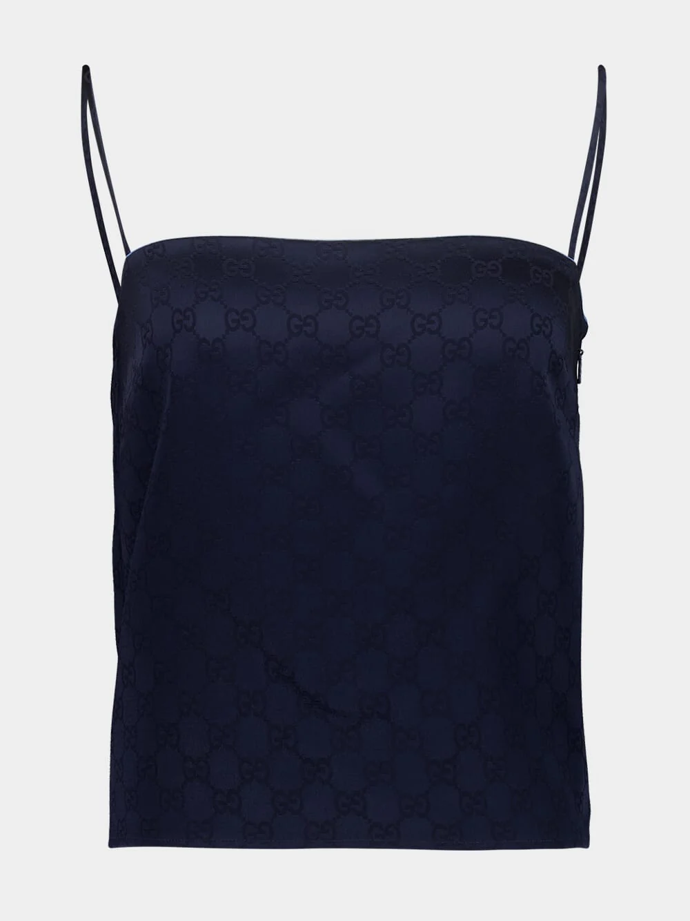 Dark Blue GG Satin Strappy Top