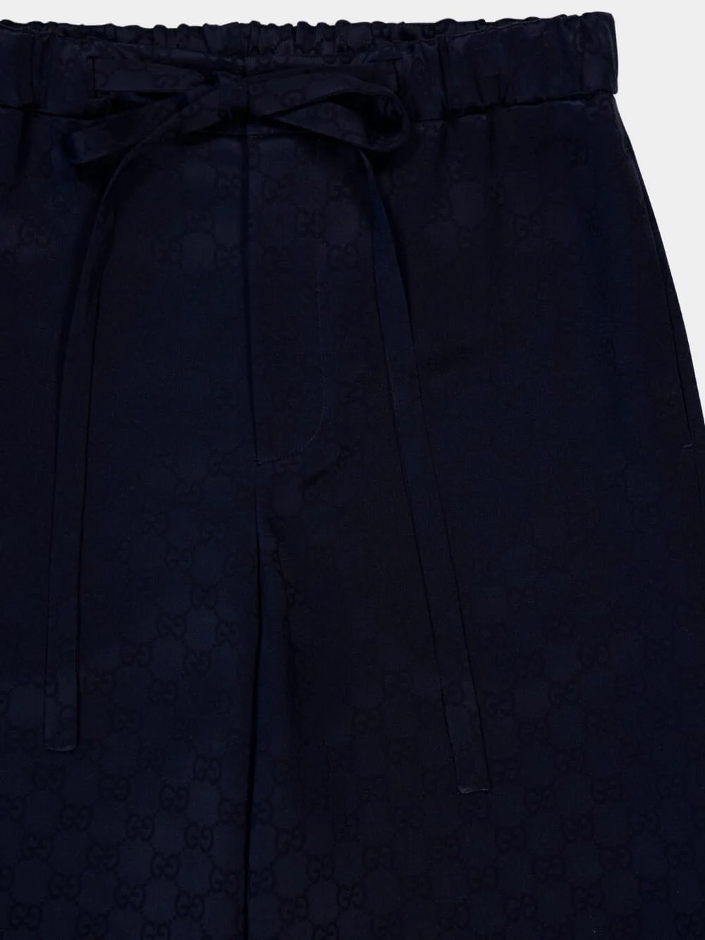 Dark Blue GG Satin Wide-Leg Pants - Image 3