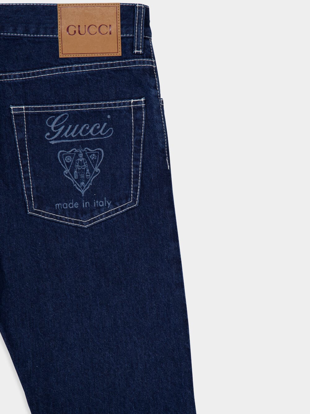 Dark Blue Lasered Tapered Denim Pants - Image 4