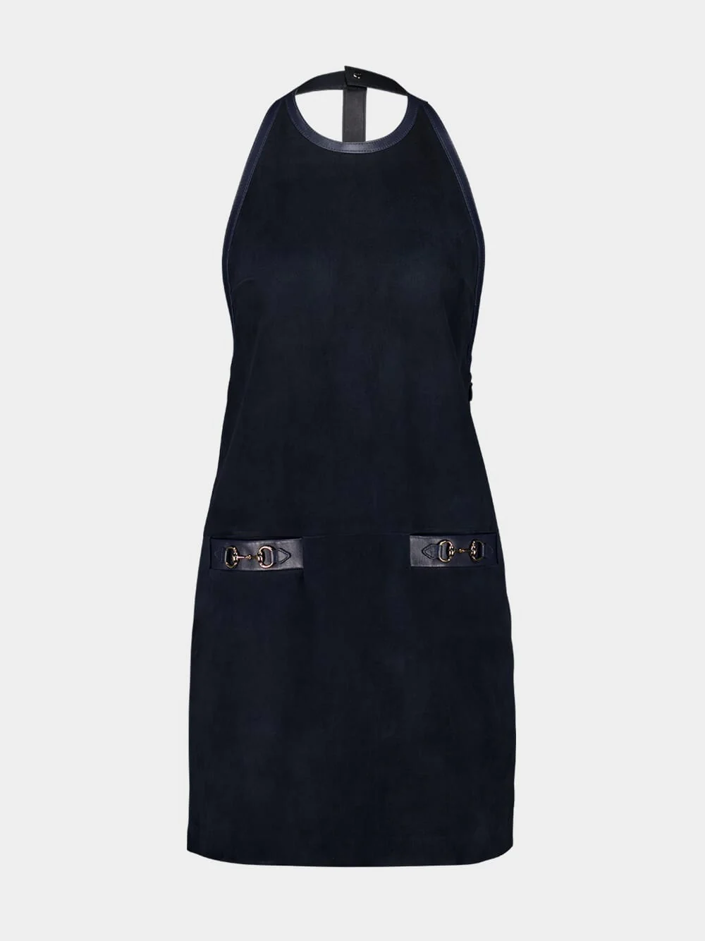 Dark Blue Suede Halterneck Dress