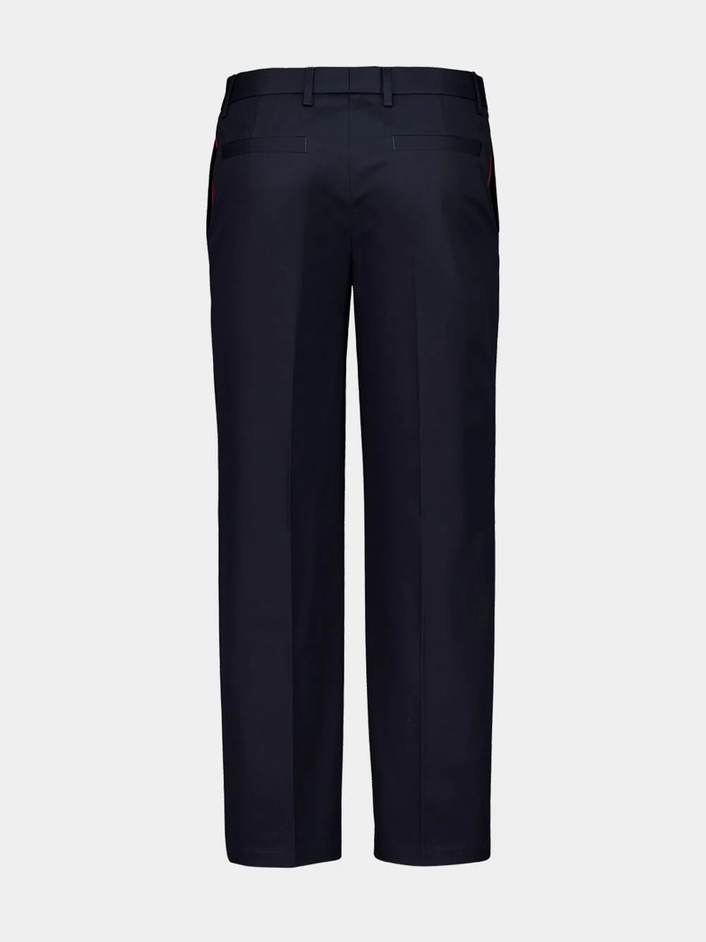 Dark Blue Twill Trousers with Web Detail - Image 2