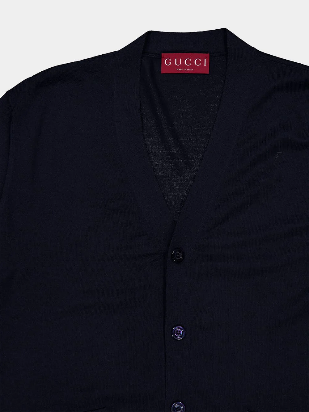 Dark Blue Wool Cardigan with Web Trim - Image 3