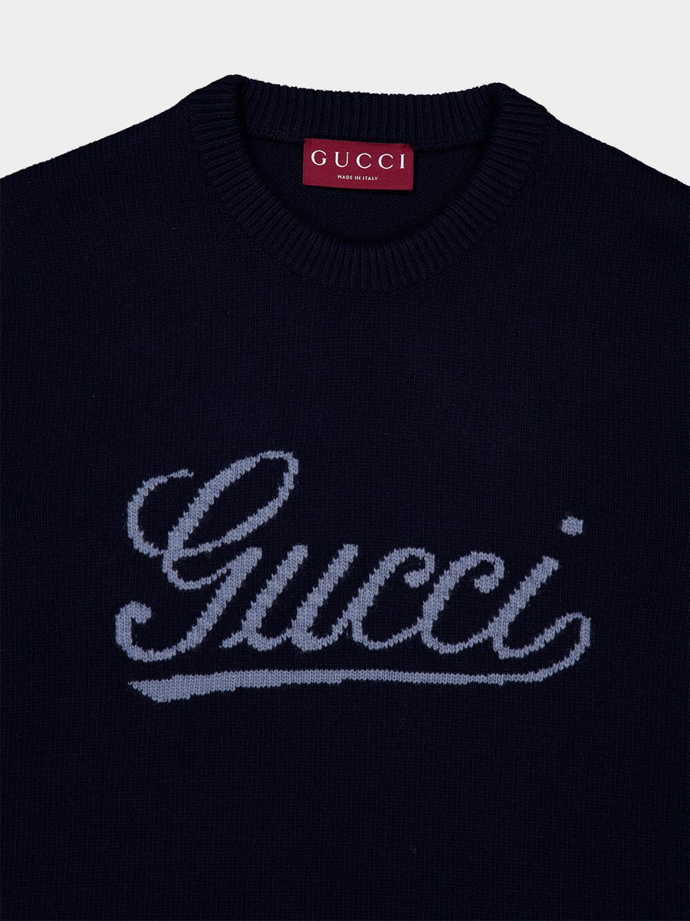 Dark Blue Wool Logo Knit Jumper - Image 3