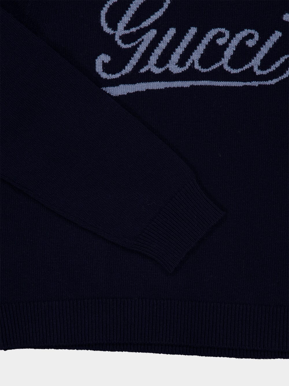Dark Blue Wool Logo Knit Jumper - Image 4