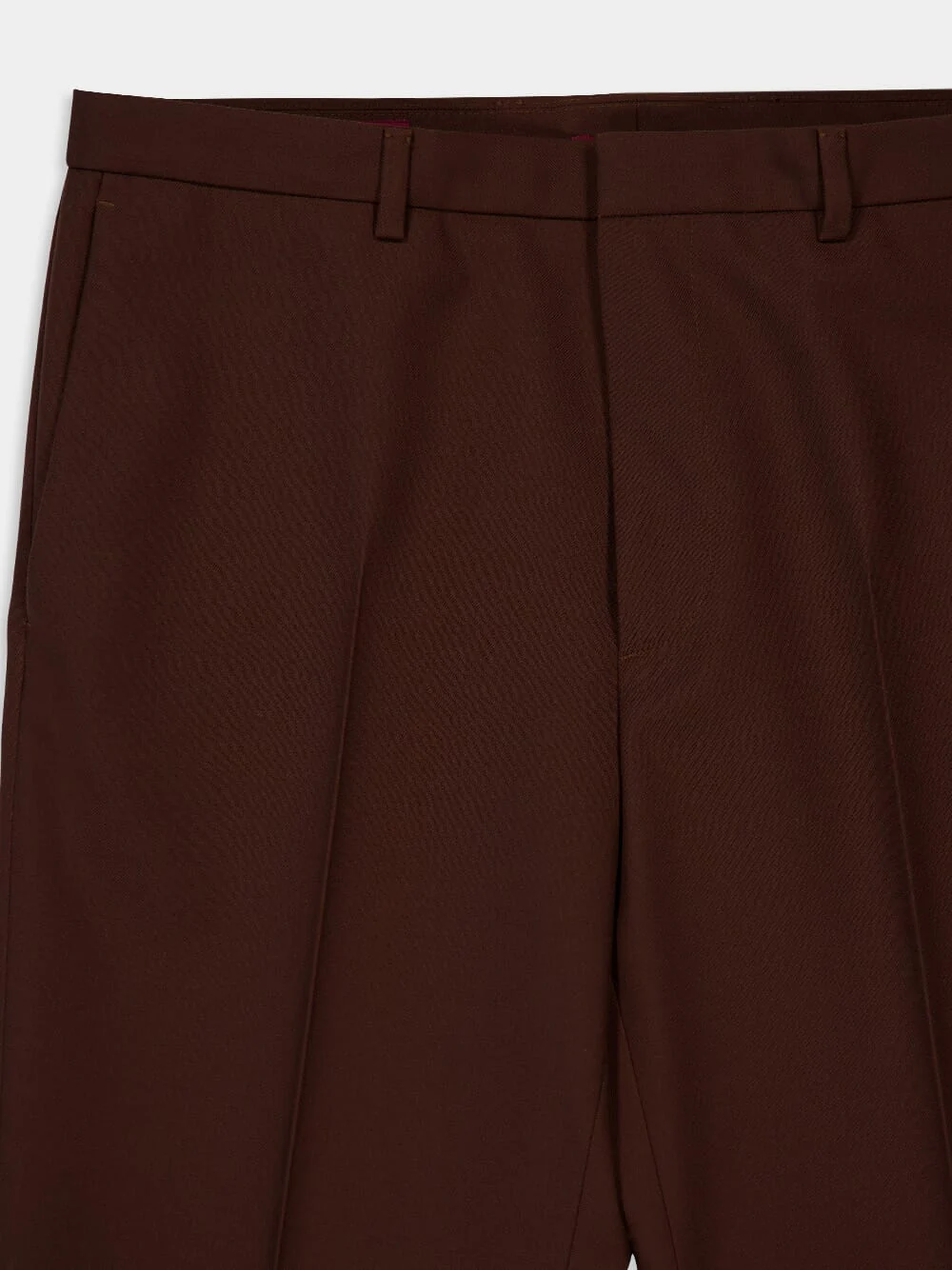 Dark Brown Embossed Wool Twill Pants - Image 3