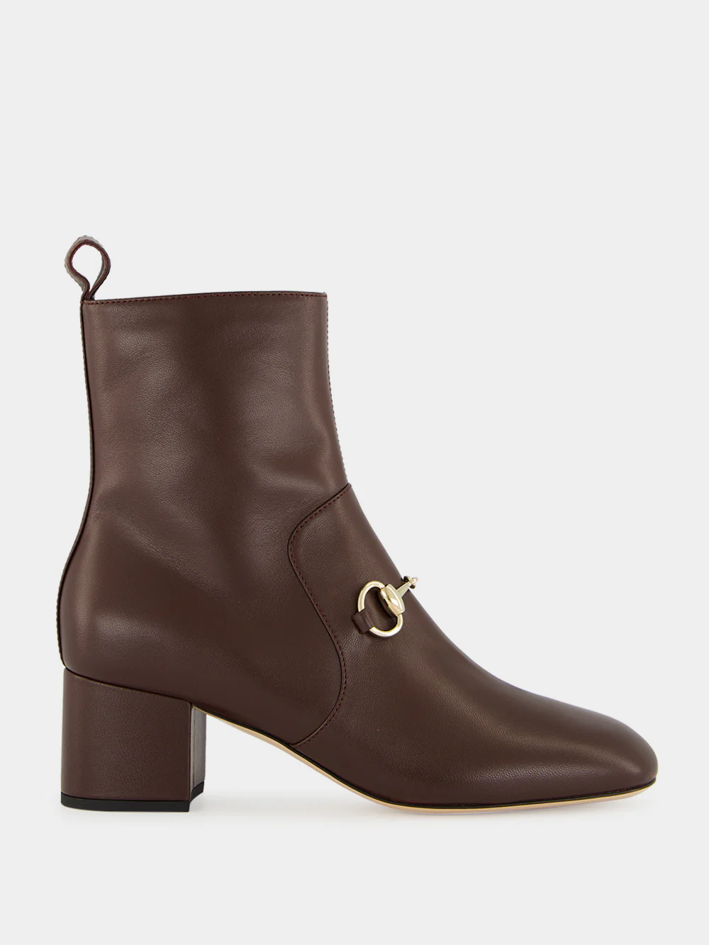 Dark Brown Leather Ankle Boots with Horsebit