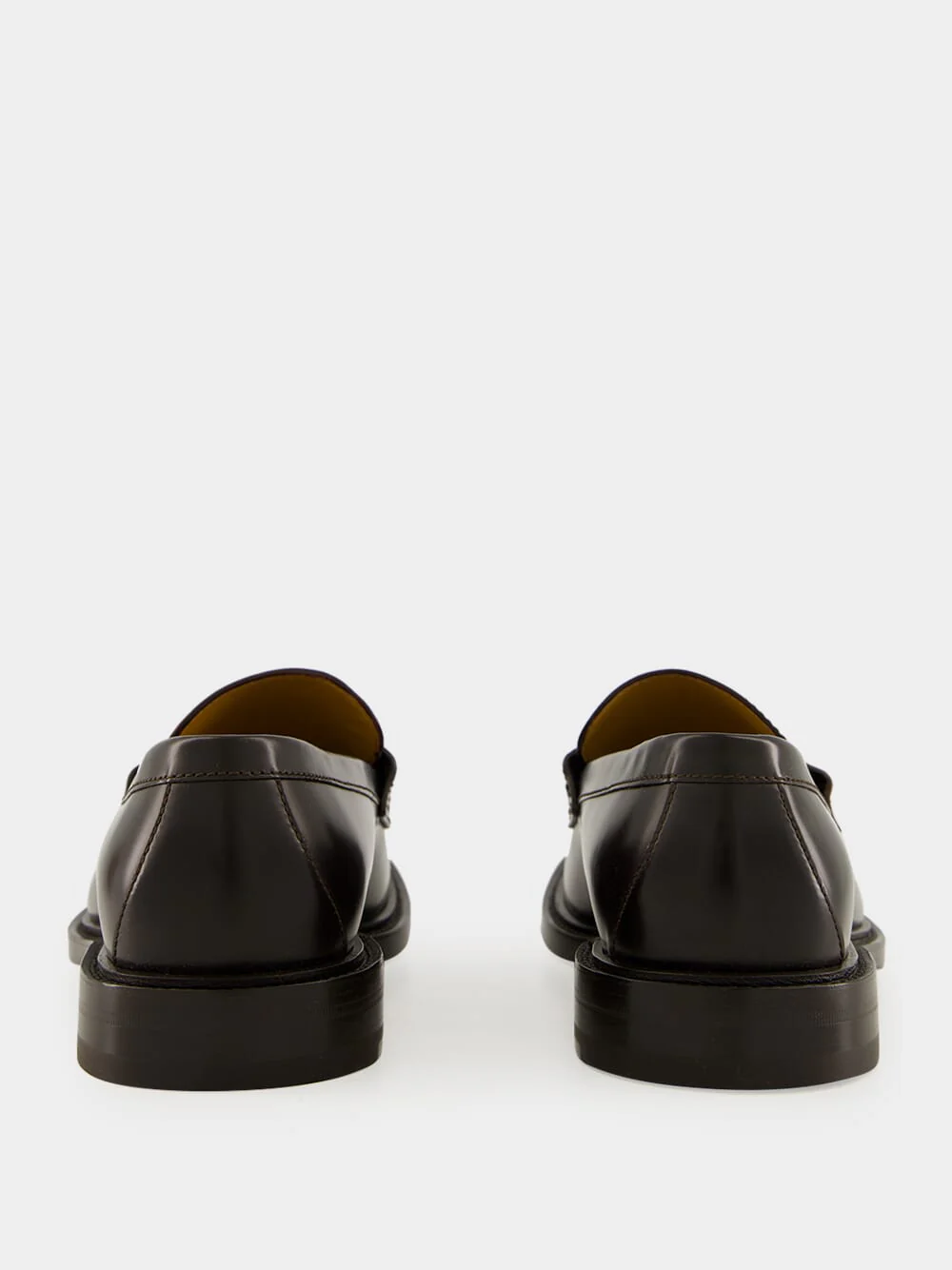 Dark Brown Leather Loafers with Web Detail - Image 5