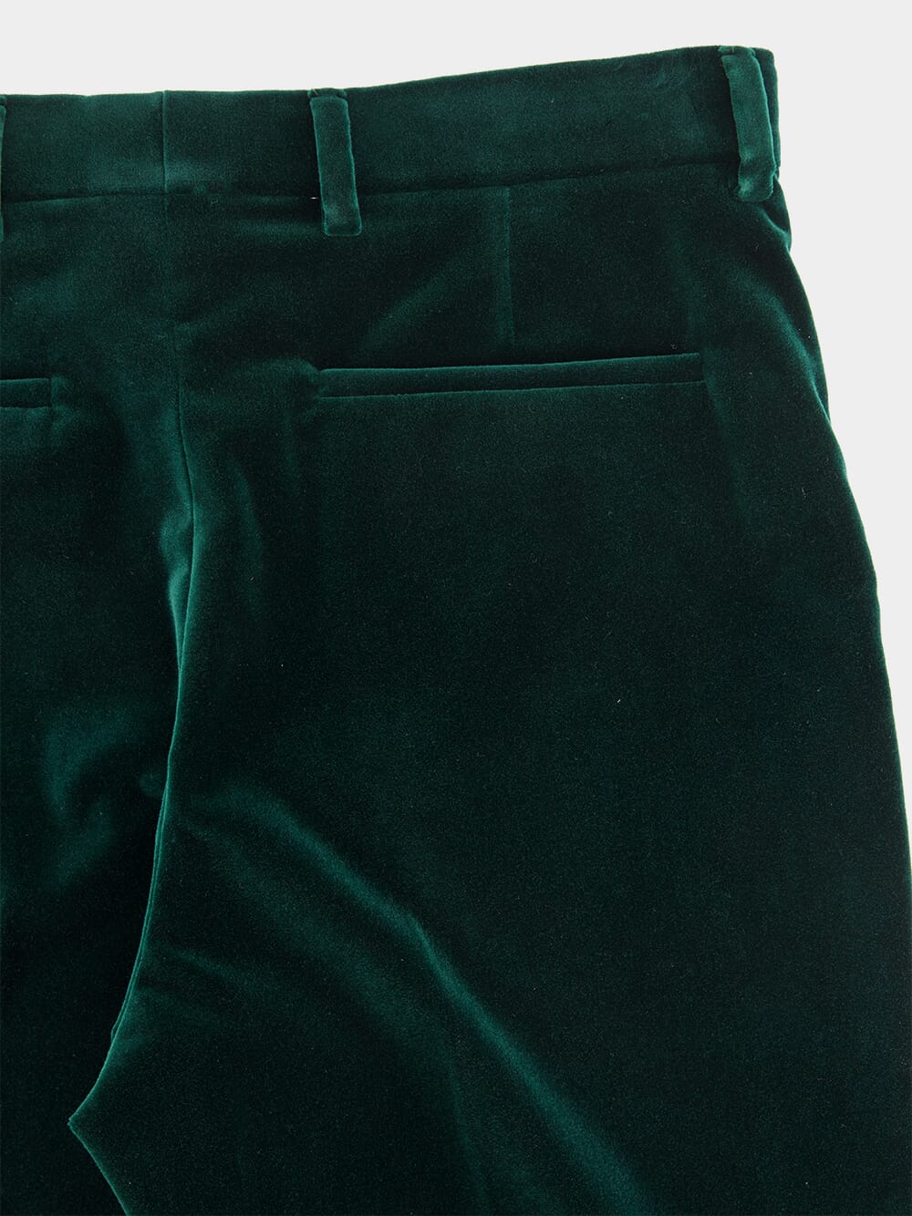 Dark Green Cotton Velvet Wide-Leg Trousers - Image 4