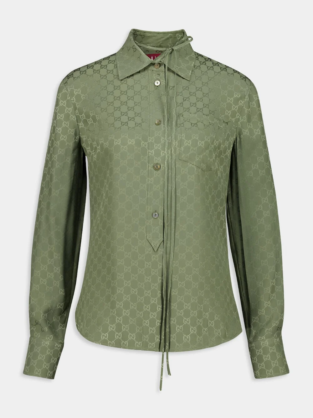 Dark Green GG Silk Jacquard Shirt