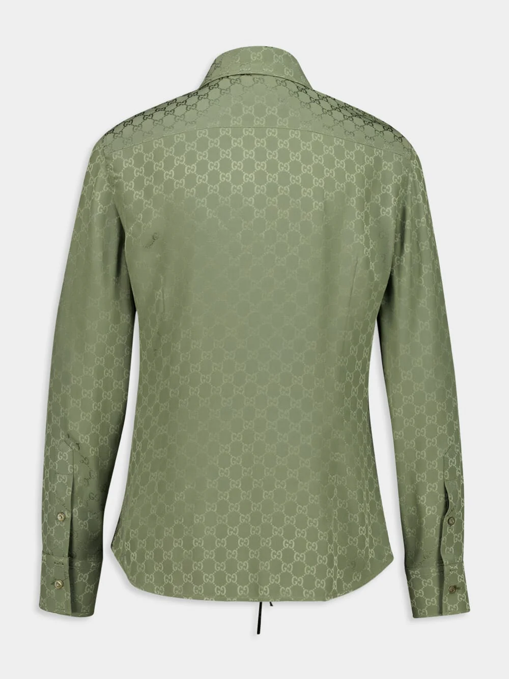 Dark Green GG Silk Jacquard Shirt - Image 2