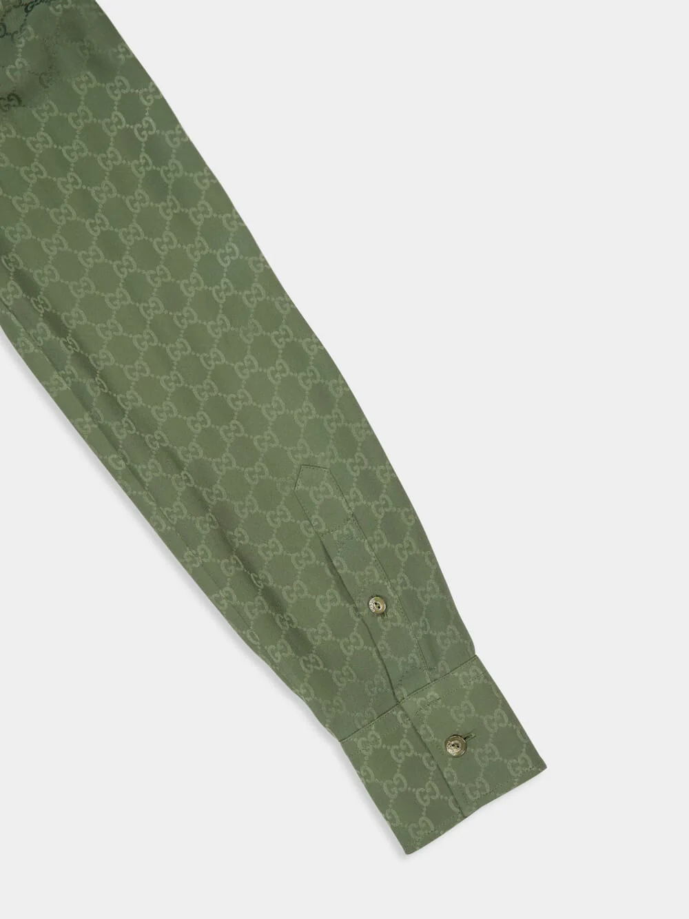 Dark Green GG Silk Jacquard Shirt - Image 4