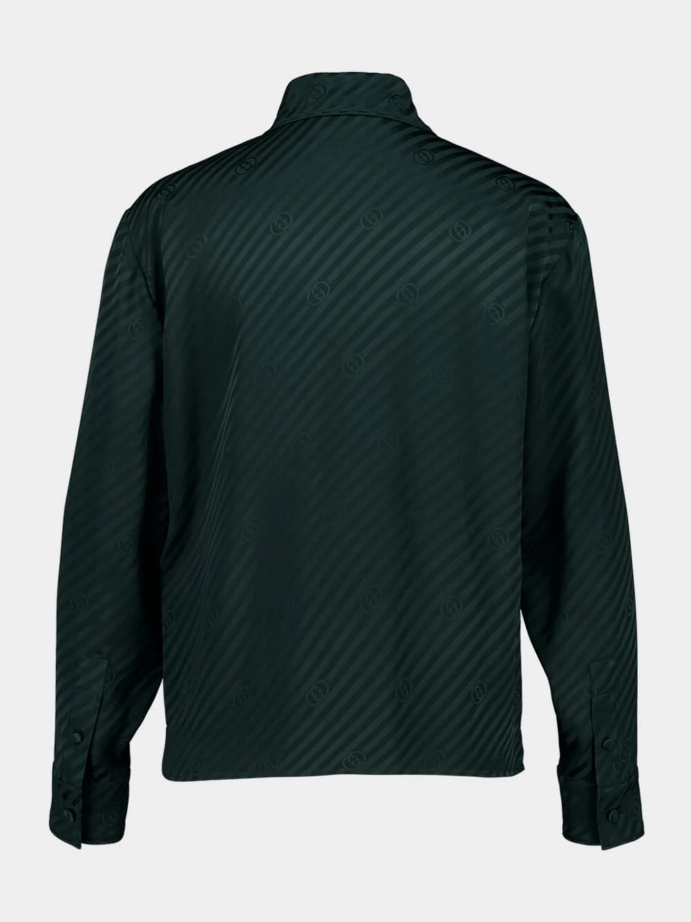 Dark Green Interlocking GG Silk Jacquard Shirt - Image 2