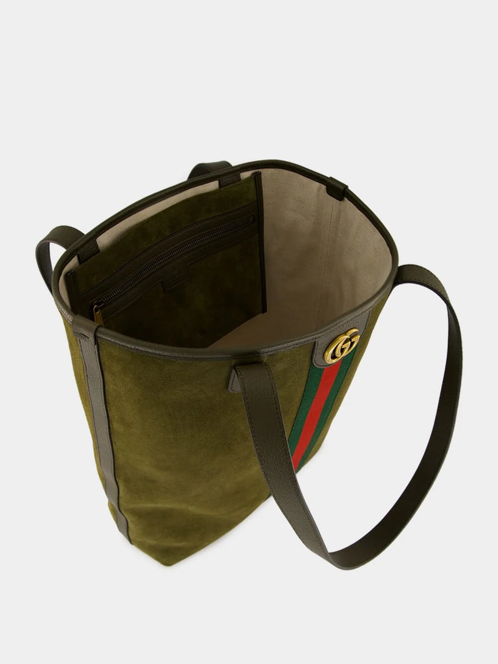 Dark Green Suede Ophidia Tote Bag - Image 5