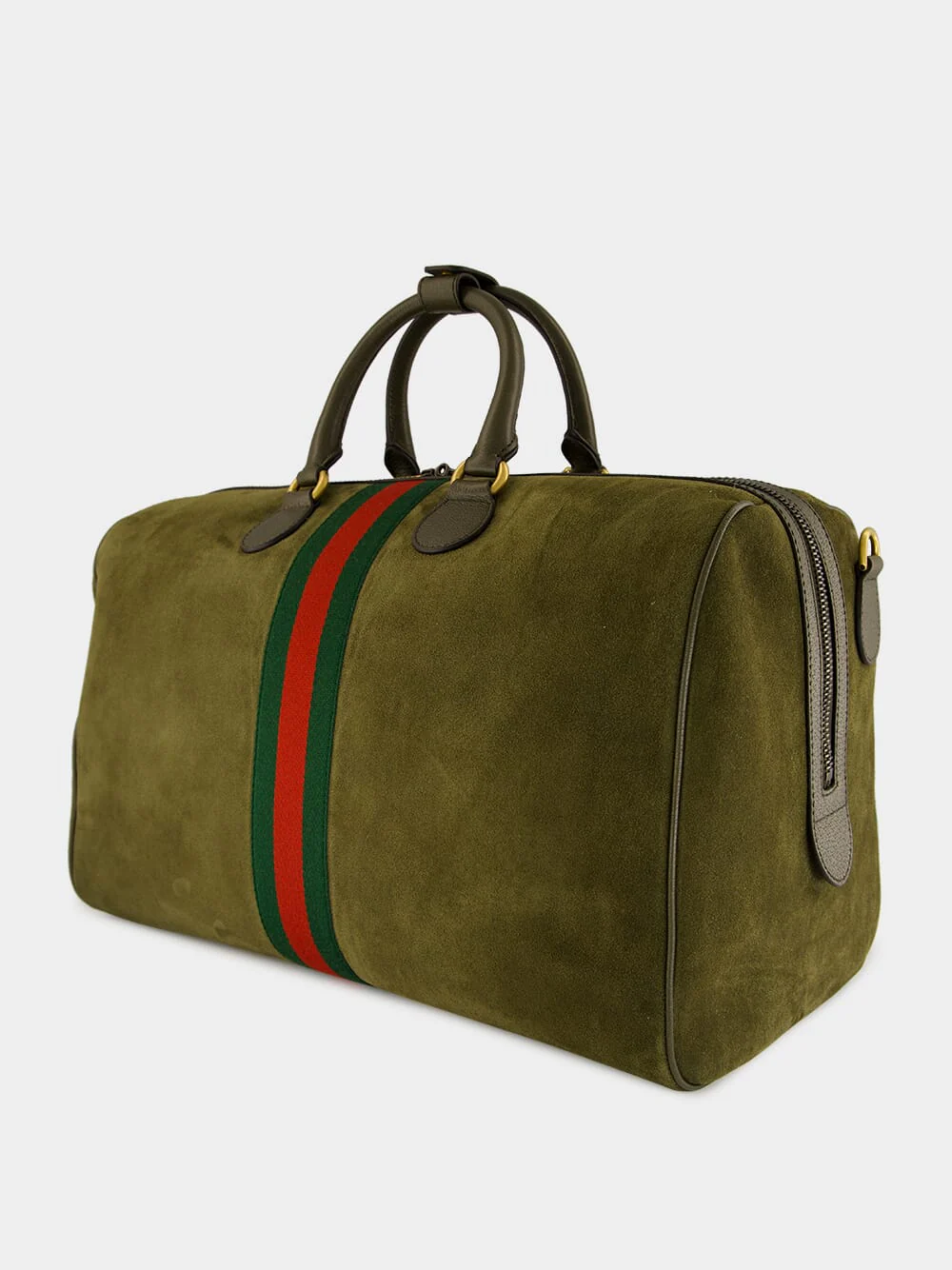 Dark Green Suede Savoy Duffle Bag - Image 5