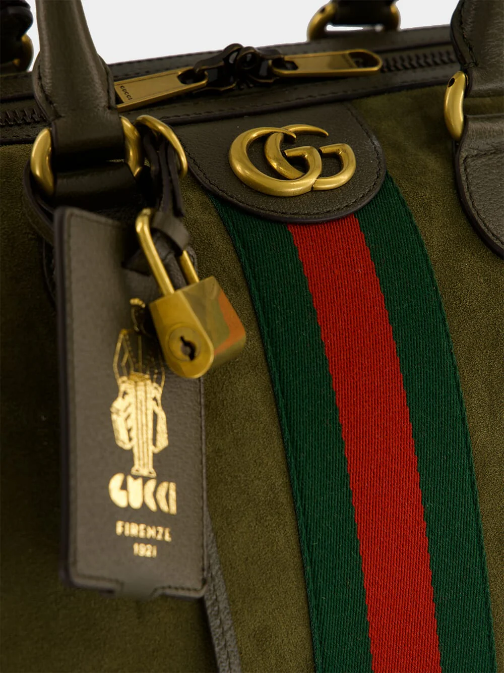 Dark Green Suede Savoy Duffle Bag - Image 7