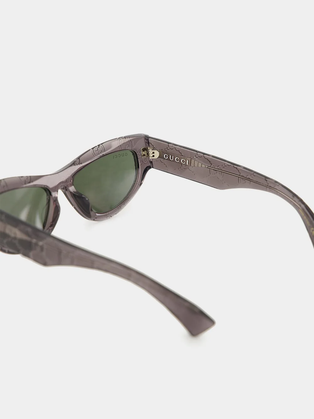 Dark Grey Cat Eye Sunglasses with GG Motif - Image 4