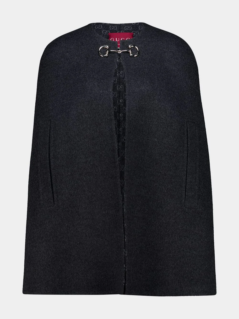 Dark Grey Silk Wool Cape with Horsebit