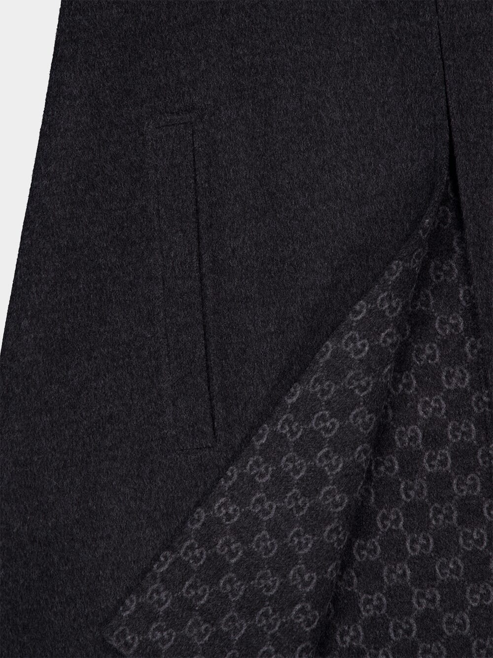 Dark Grey Silk Wool Cape with Horsebit - Image 5