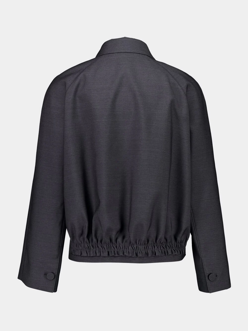 Dark Grey Wool Bomber Jacket - Image 2