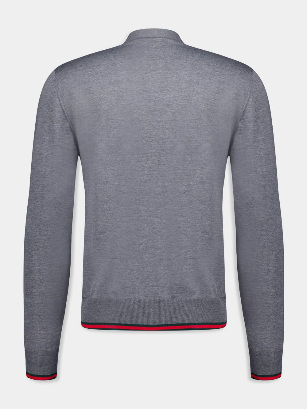 Dark Grey Wool Knit Cardigan with Web Trim - Image 2