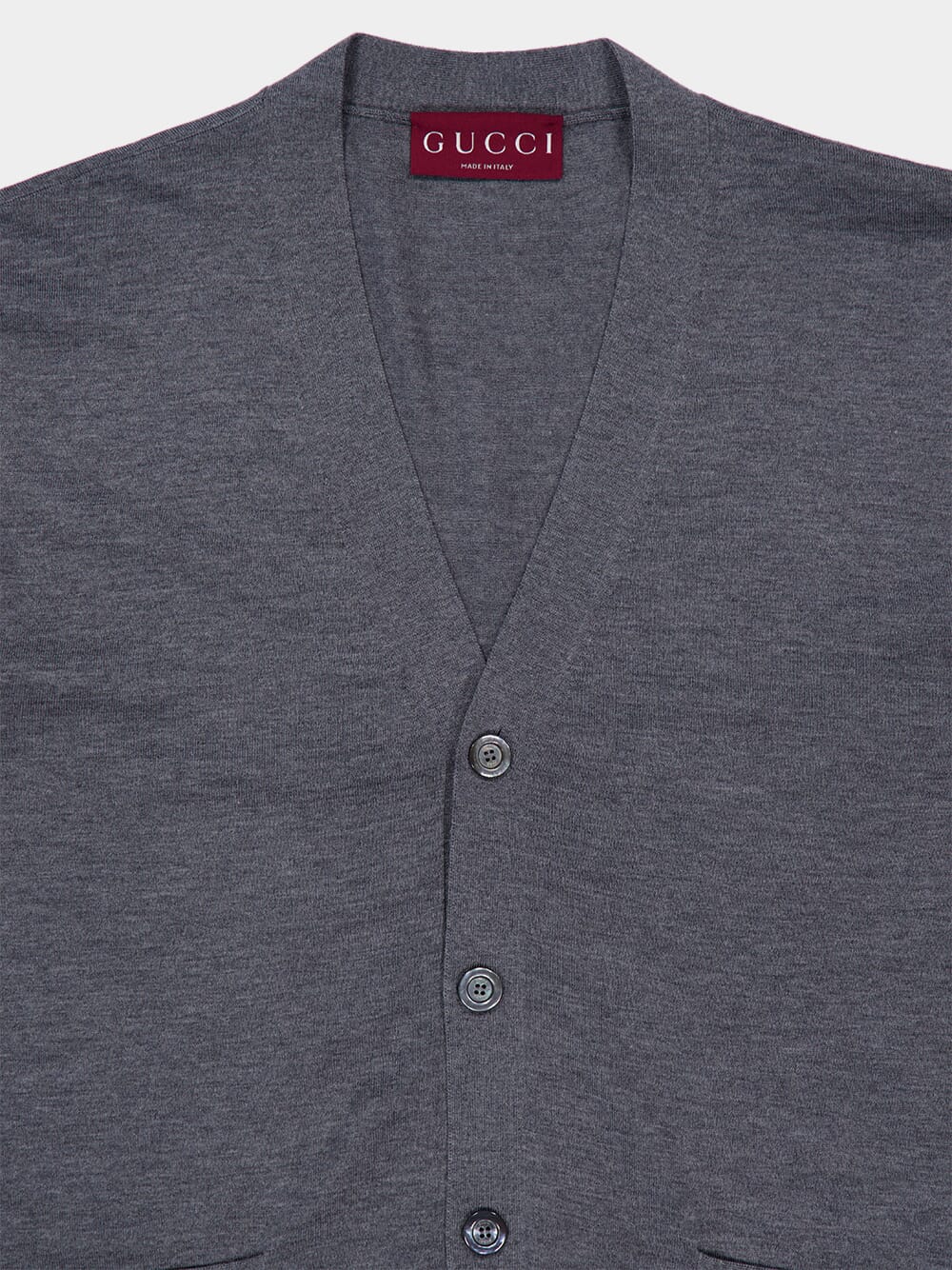 Dark Grey Wool Knit Cardigan with Web Trim - Image 3