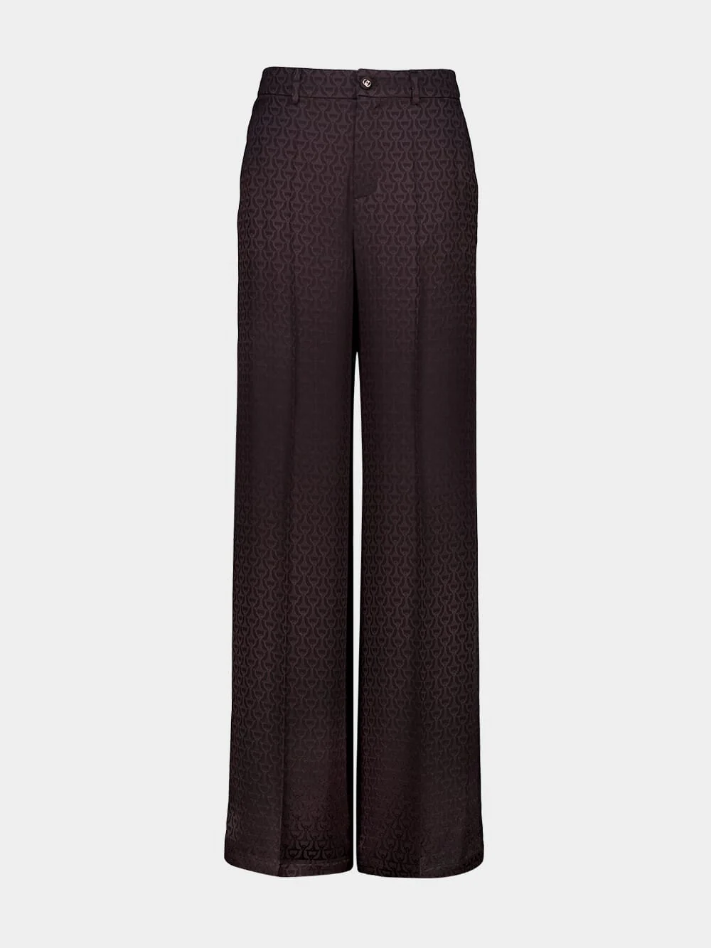 Deep Chocolate Straight-Fit Horsebit Silk Trousers