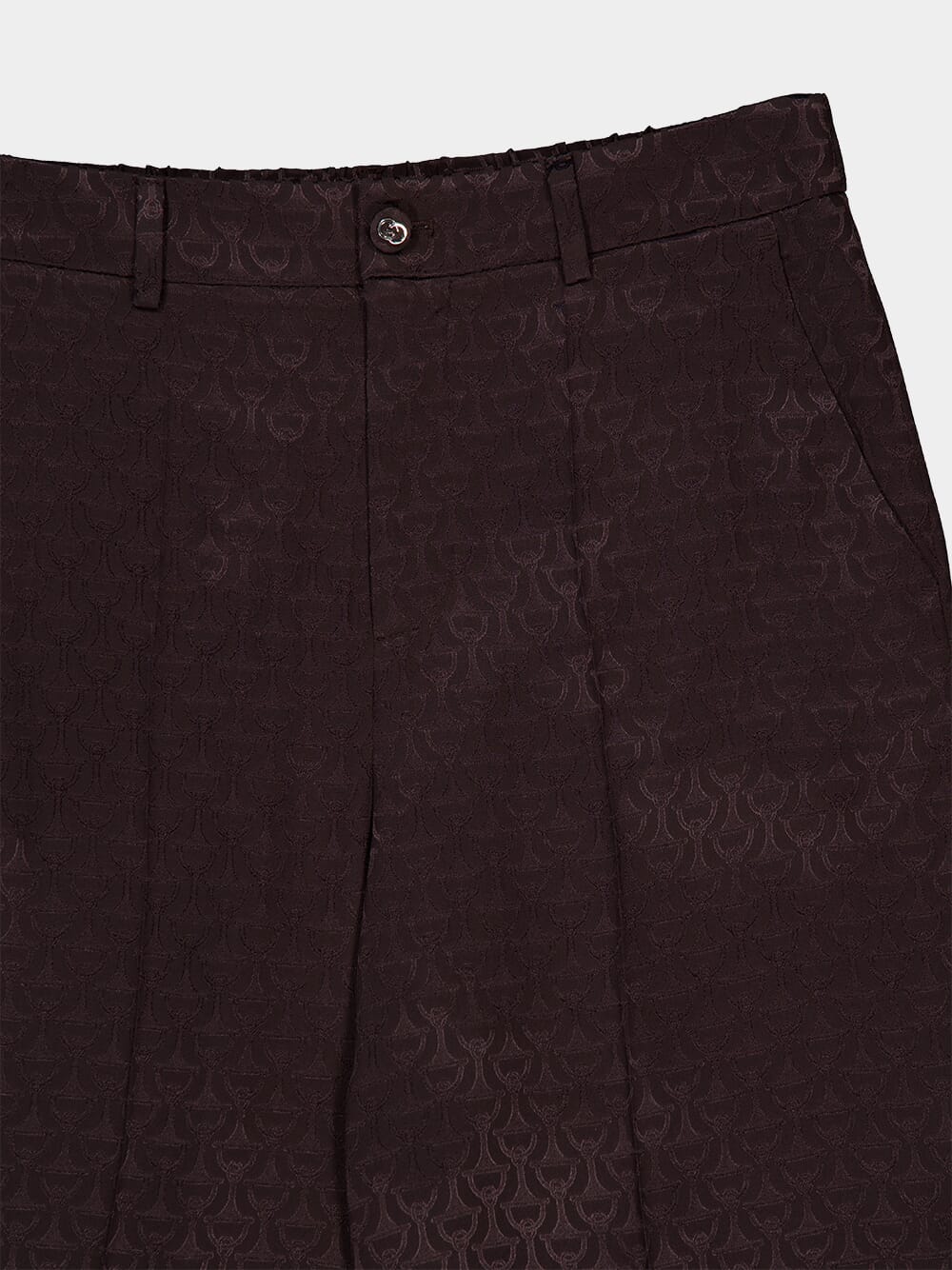 Deep Chocolate Straight-Fit Horsebit Silk Trousers - Image 3