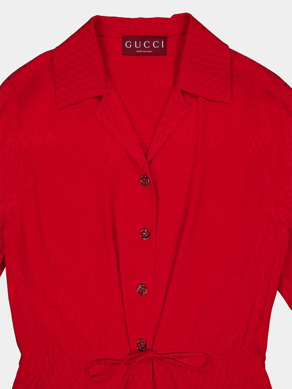 Red Silk Jacquard Dress - Image 3
