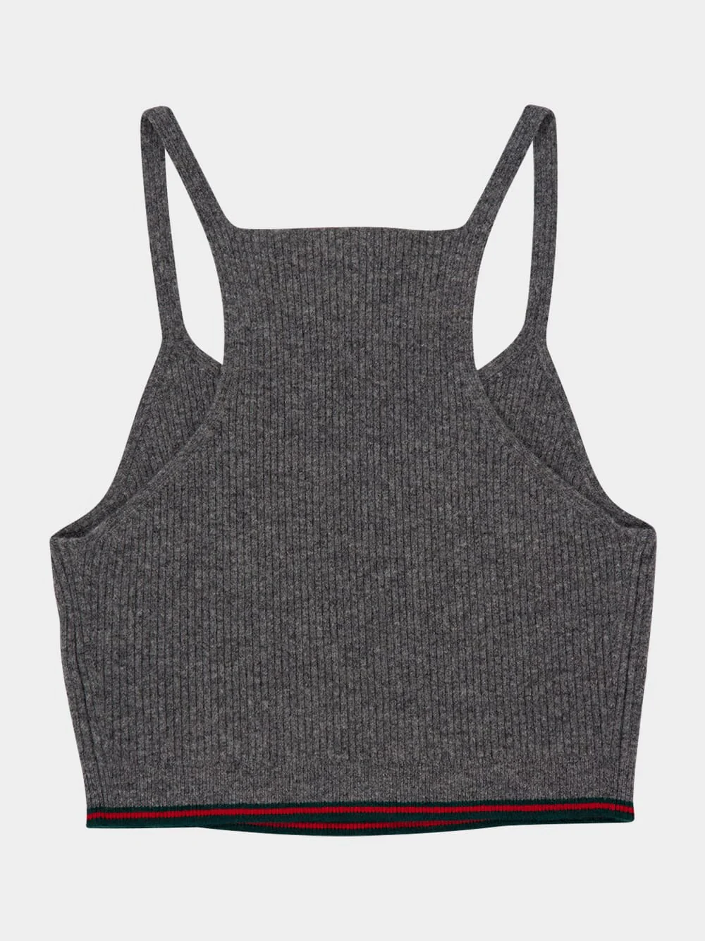 Dusty Grey Cropped Wool Knit Top - Image 3