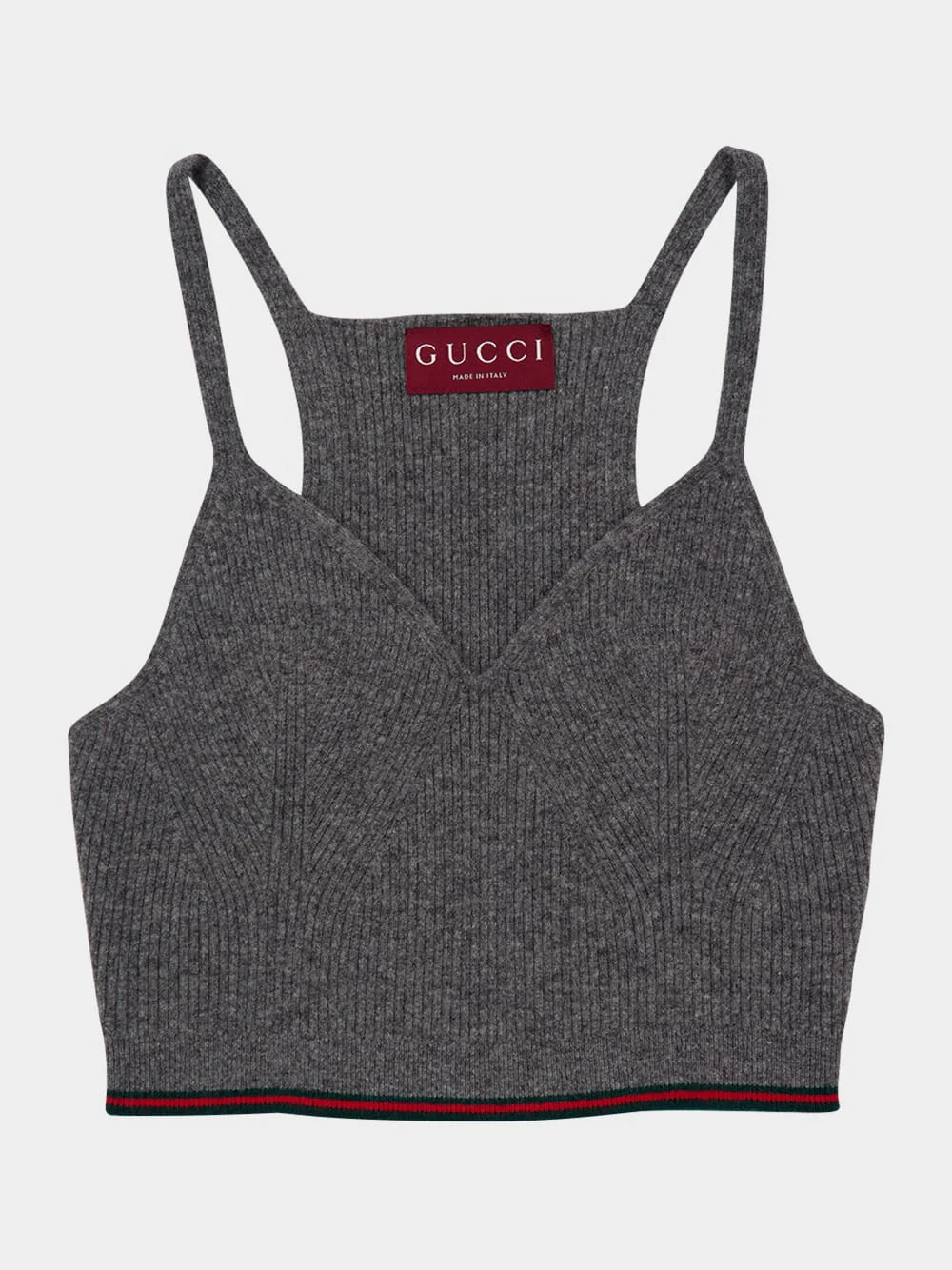 Dusty Grey Cropped Wool Knit Top - Image 4