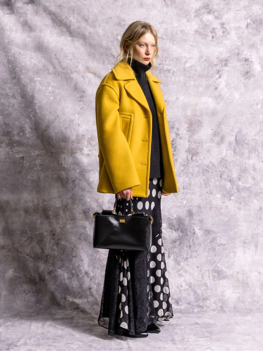 Dusty Yellow Wool Buttoned Coat