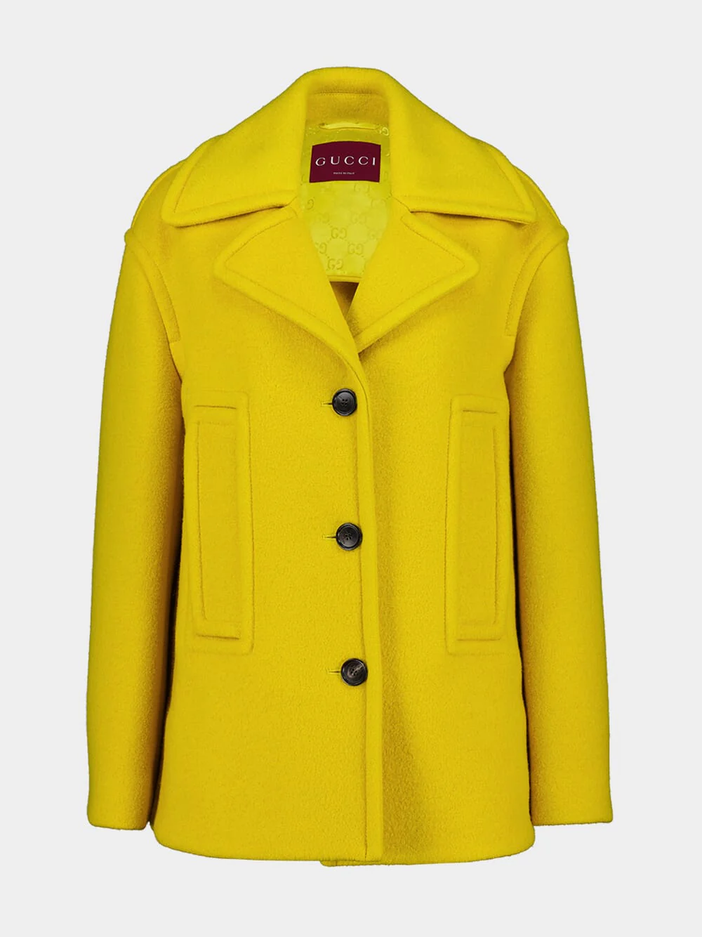 Dusty Yellow Wool Buttoned Coat - Image 2