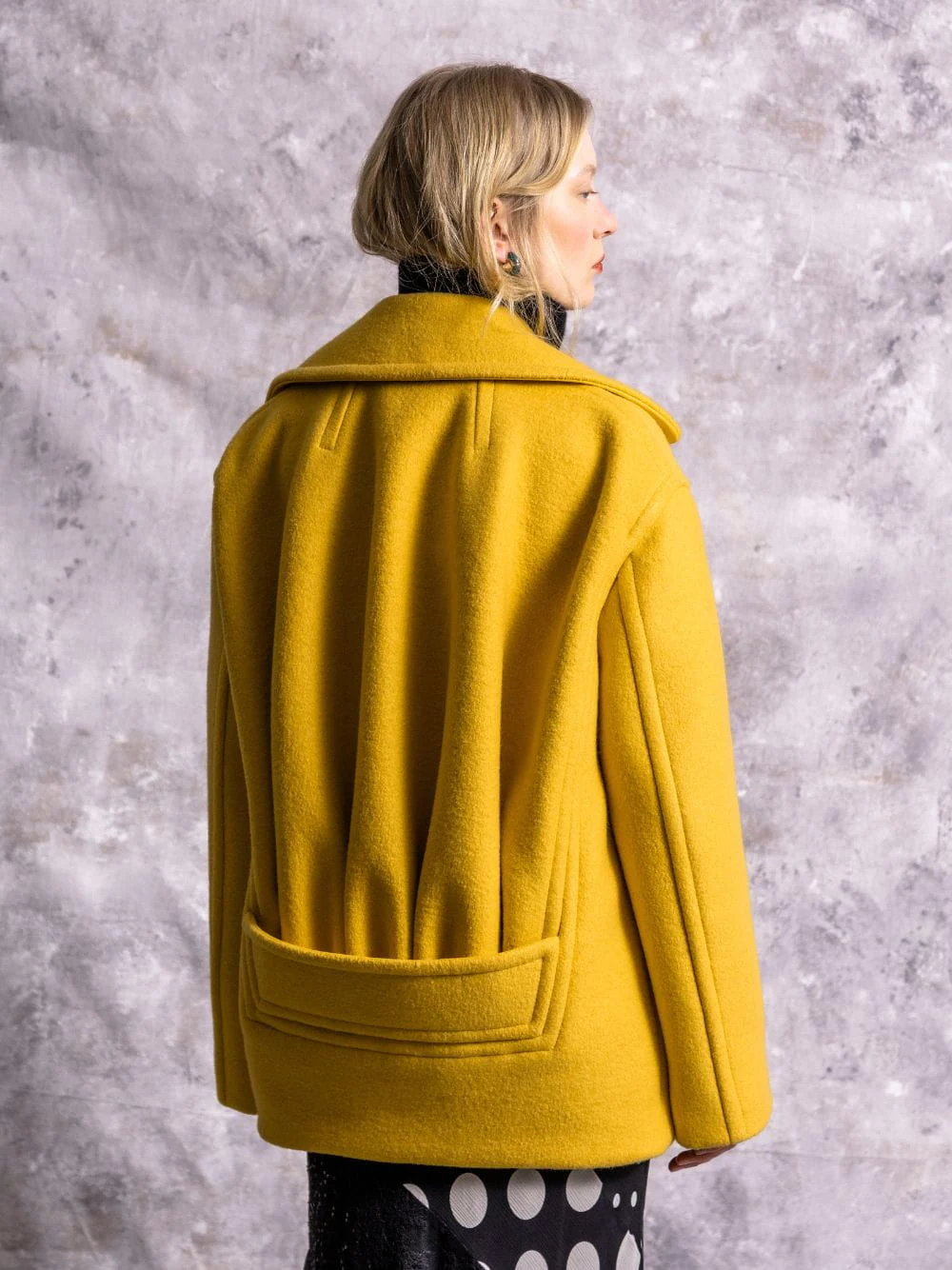 Dusty Yellow Wool Buttoned Coat - Image 5