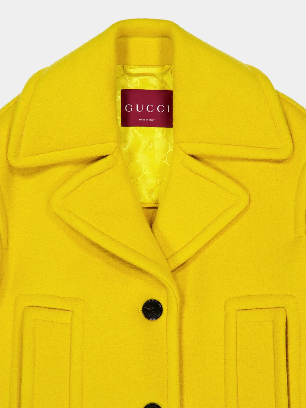 Dusty Yellow Wool Buttoned Coat - Image 6