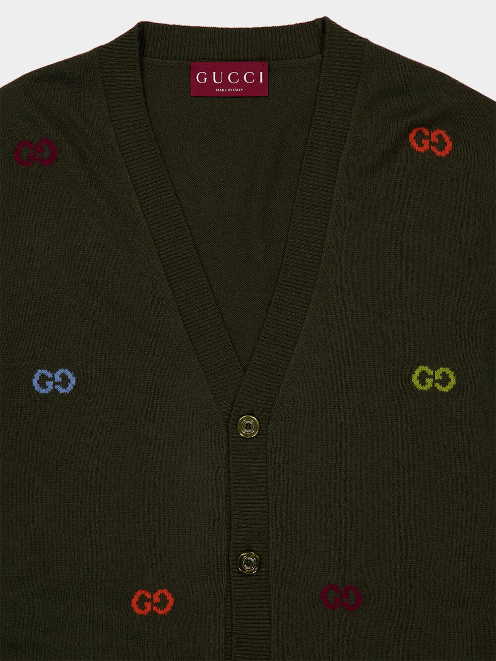 Forest Green Cashmere Cardigan with GG Intarsia - Image 3