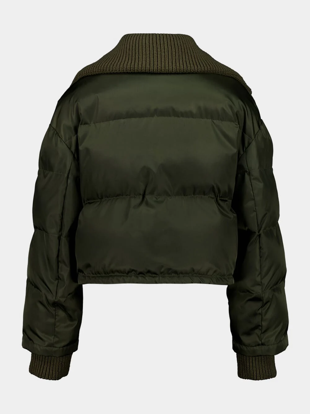 Forest Green Cropped Bomber Jacket - Image 2