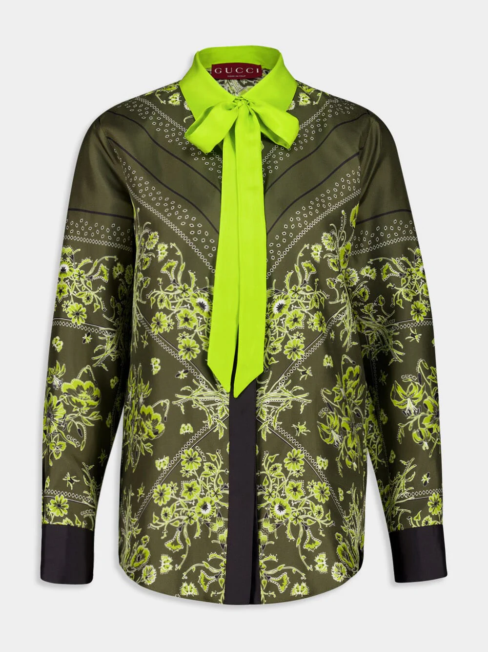 Forest Green Floral Bandana Silk Shirt