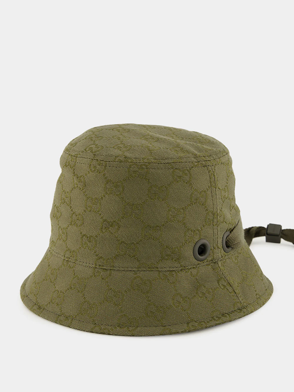 Forest Green GG Canvas Bucket Hat with Tie