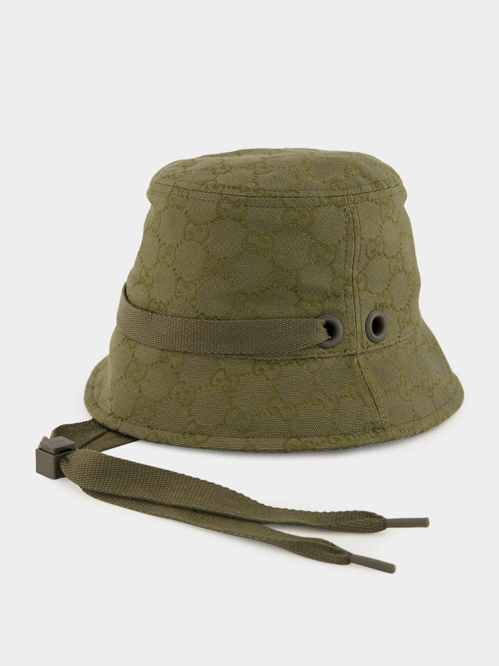 Forest Green GG Canvas Bucket Hat with Tie - Image 2