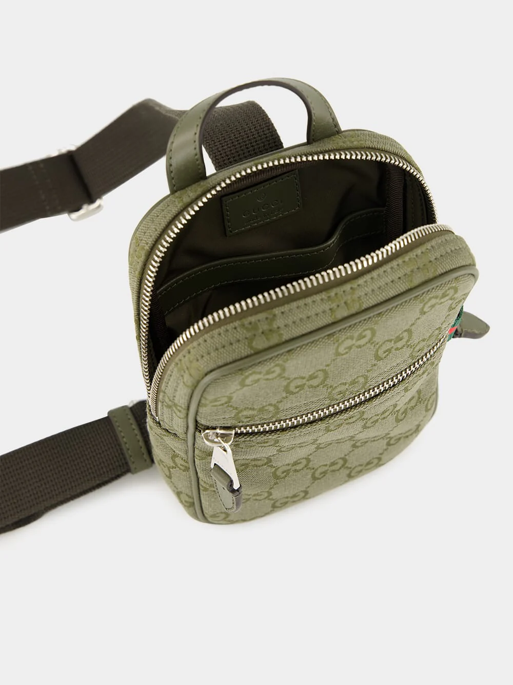 Forest Green GG Canvas Mini Sling Bag - Image 6