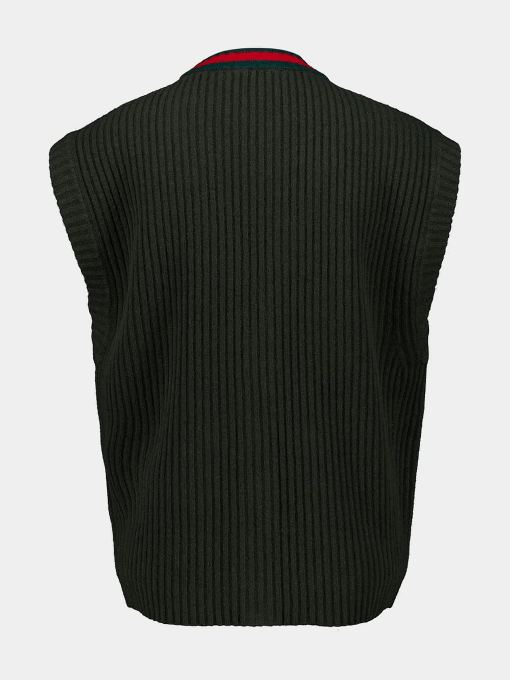 Forest Green Sleeveless Wool Cardigan - Image 2