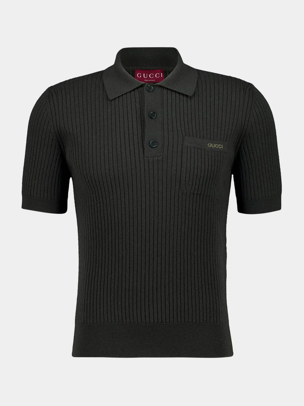Forest Green Wool Knit Polo Shirt