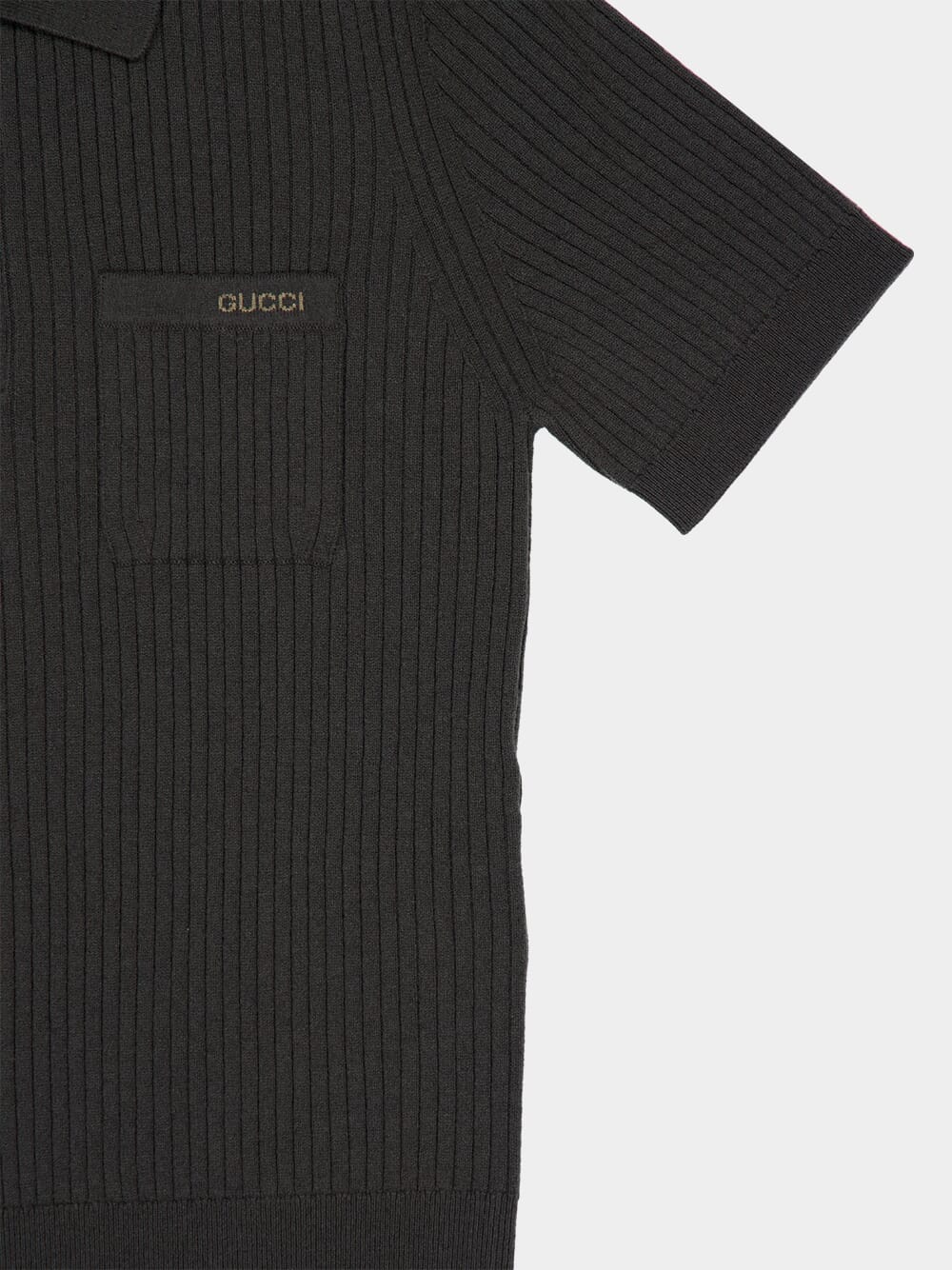 Forest Green Wool Knit Polo Shirt - Image 3