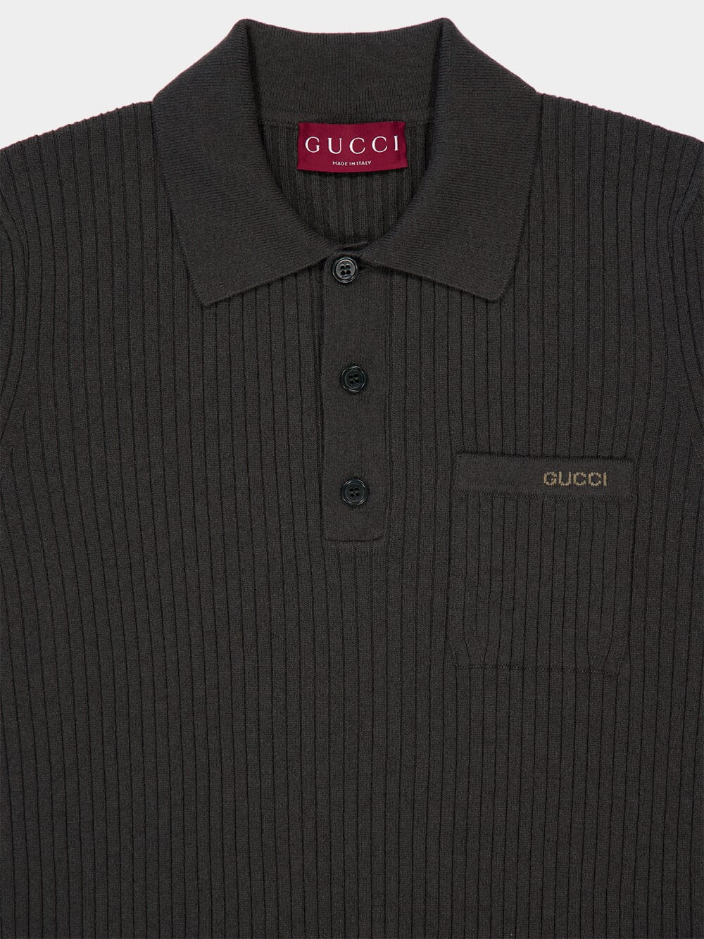 Forest Green Wool Knit Polo Shirt - Image 4